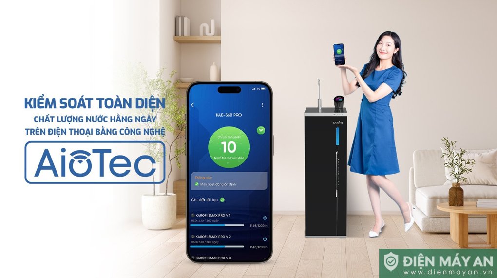 Máy lọc nước RO Hydro-ion kiềm Karofi KAE-S68 PRO 13 lõi